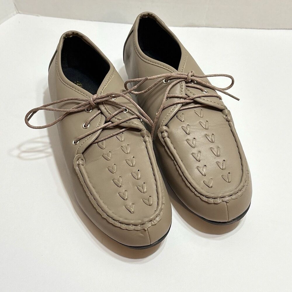 Angel Step Dasher Lace-Up Shoes Women's 9.5W Med Taupe Faux Leather New